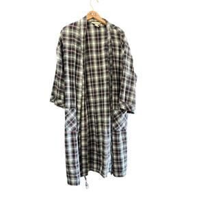 Greatland Women's Black White 100% Cotton Plaid Print Robe One Size